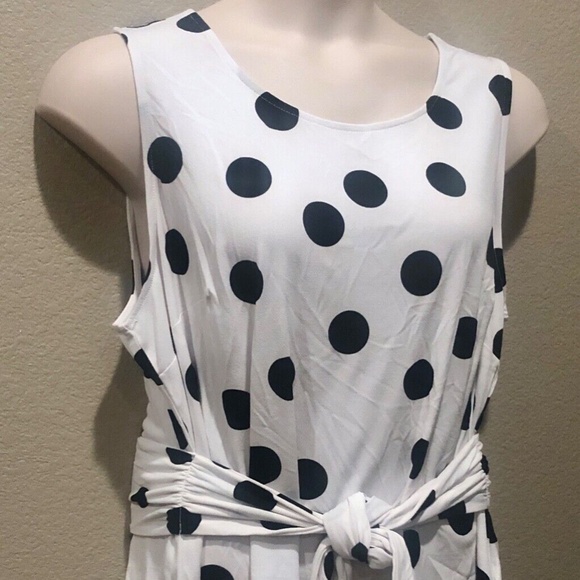 INC Women's White/Black Polka Dot Tie Front Sleeveless Dressy Tank Top Plus 0X - Picture 5 of 11